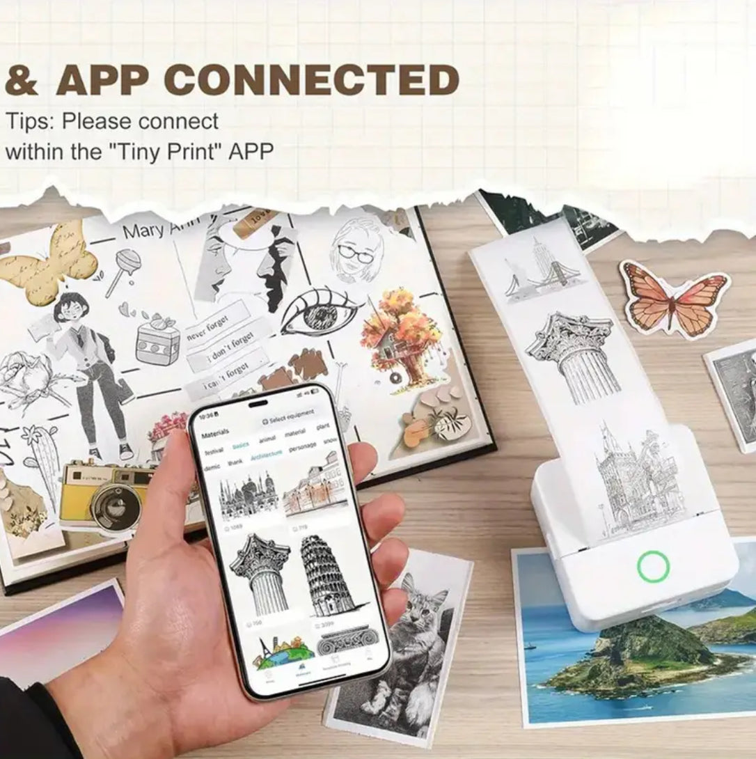 Mini Imprimantă Portabilă – Printezi instant fără cerneală